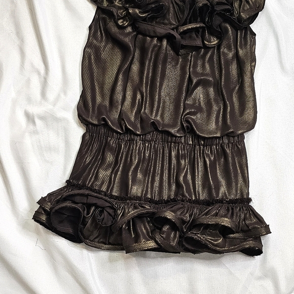 Metallic Bronze Ruffle Mini Dress - Picture 4 of 4